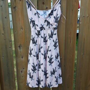 BEAUTIFUL KISMET Palm Tree Print Summer Dress Women's Size Small Pale Pink